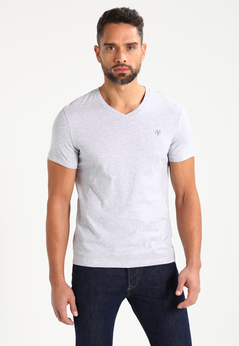 Marc O'Polo BASIC V-NECK - T-Shirt basic - grey/grau