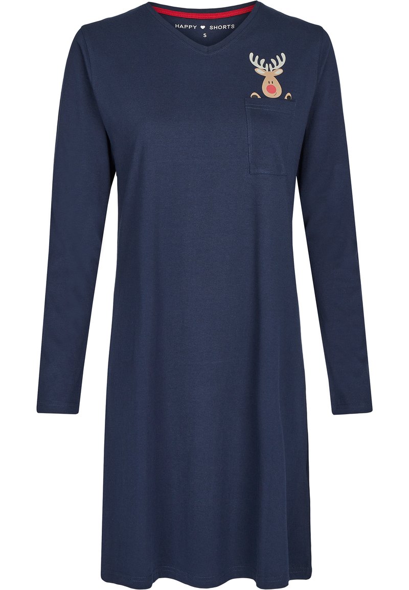 Damen Nachthemden | Happy Shorts X-MAS Nachtwäsche Shirt reindeer/dunkelblau - PT10101