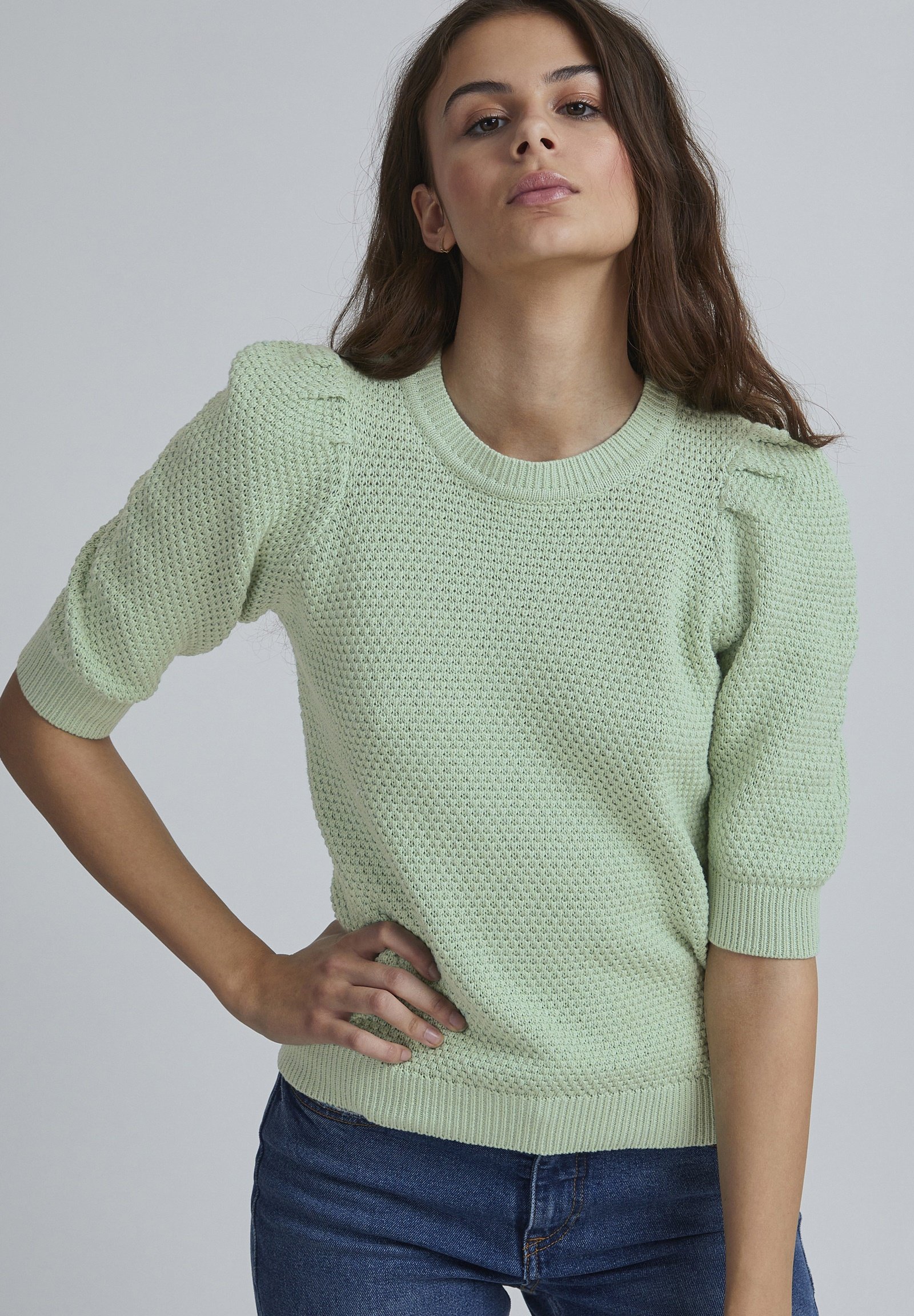 b.young BYMIKALA SS JUMPER - Strickpullover - frosty green/mint