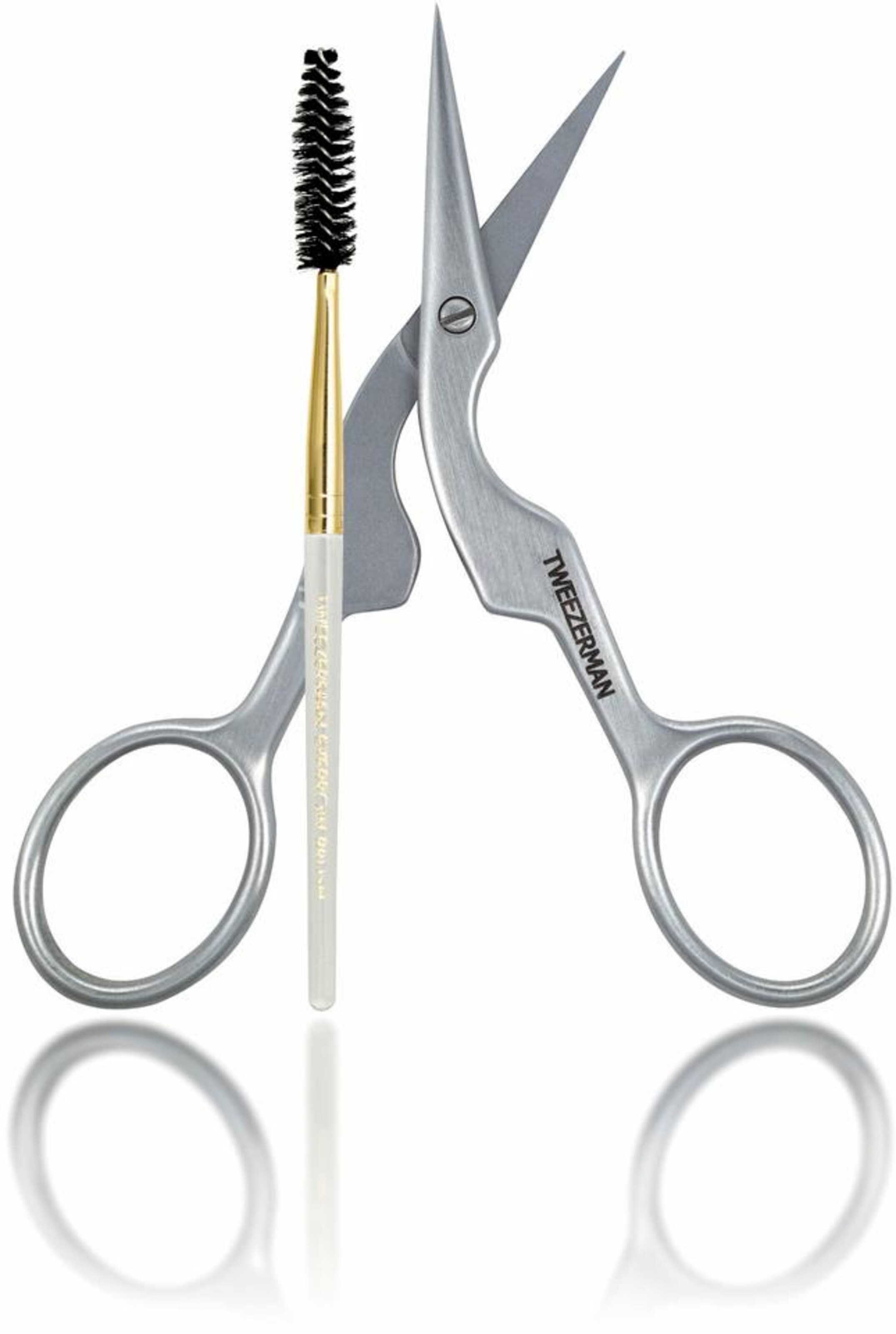 TWEEZERMAN Augenbrauen-Set Brow Shaping Scissors & Brush, in Grau 