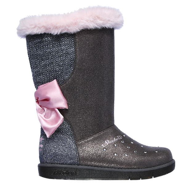 Skechers Twinkle Toes Glizy Glame Cuties Junior Girls Boots Grey
