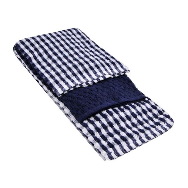 Daily Dining 3 Pack Popcorn Tea Towels Navy